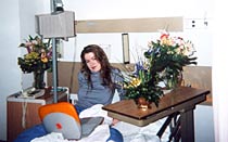 Lara in hospital bed